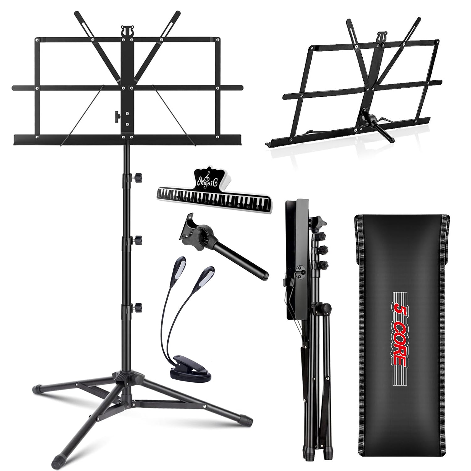 Music Stand Folding - 5 Core Muziekstandaard voor bladmuziek Draagbaar
