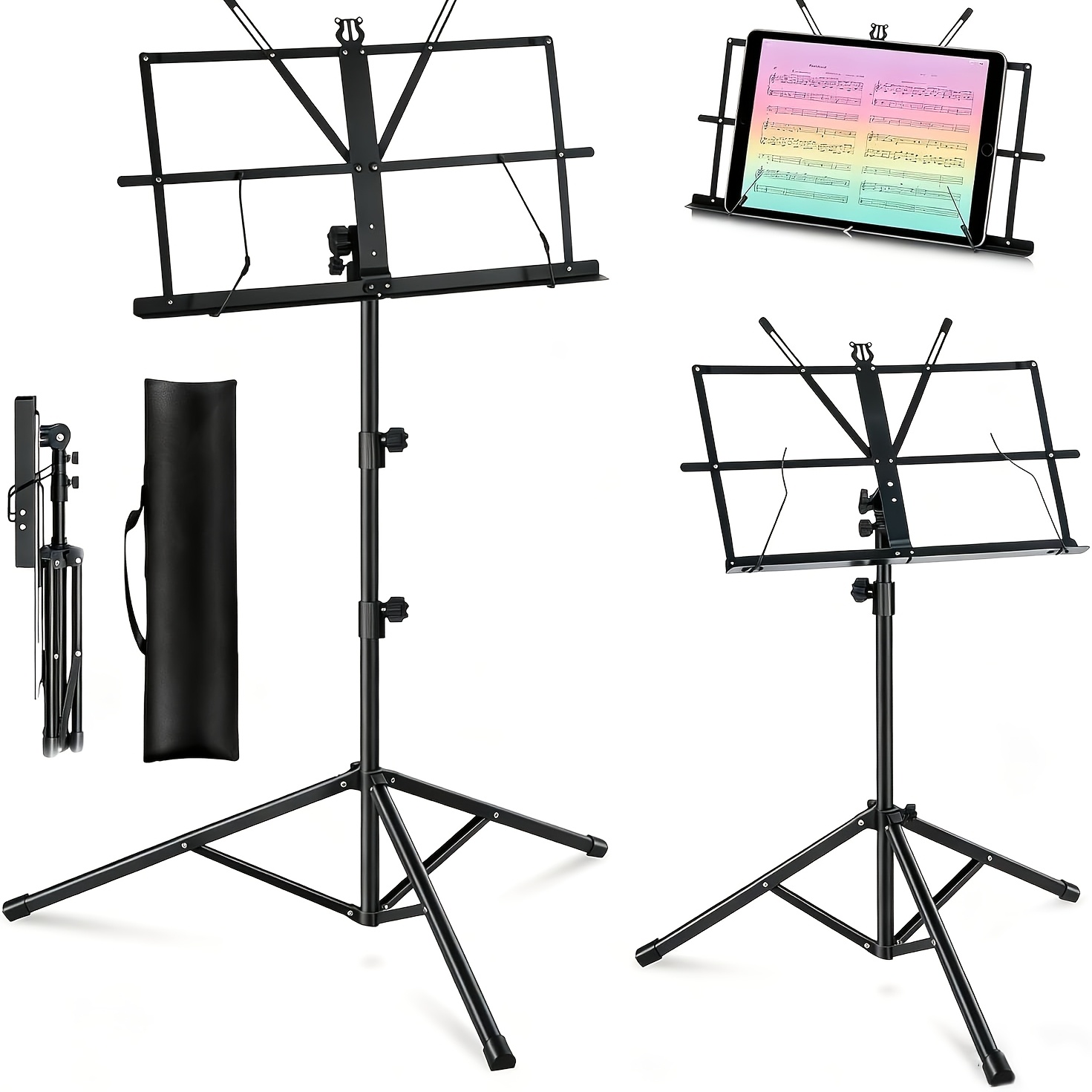 Music Stand Folding - 2-in-1 opvouwbare en draagbare bladmuziekstandaard met