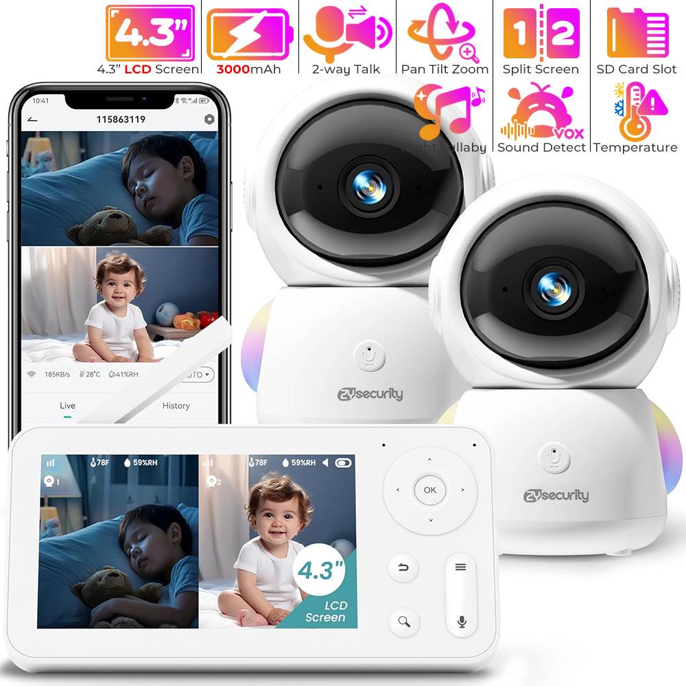 2K babyfoon met 2 camera's en  - Audio Music App recensie en prijs