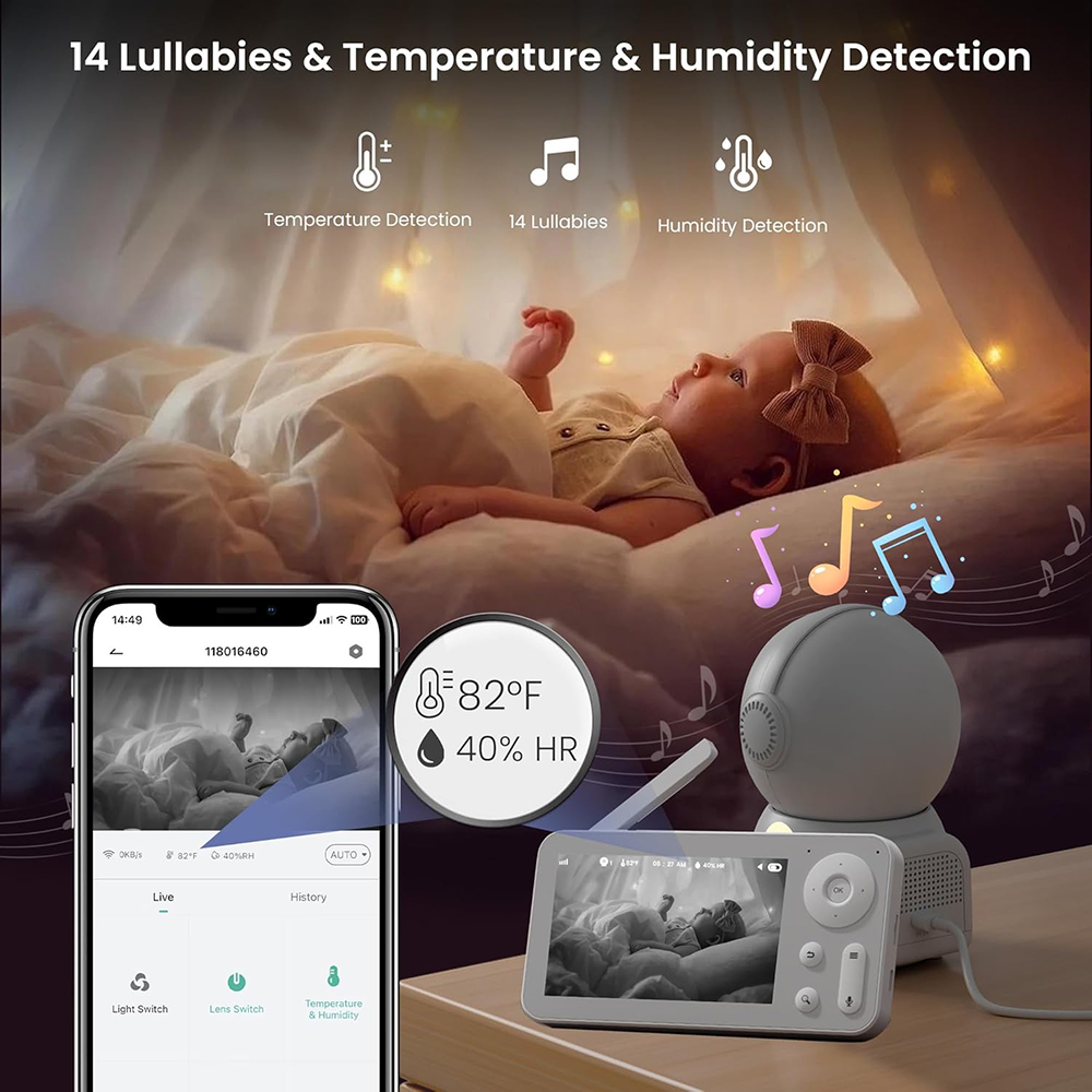 2K babyfoon met 2 camera's en  - Audio Music App recensie en prijs